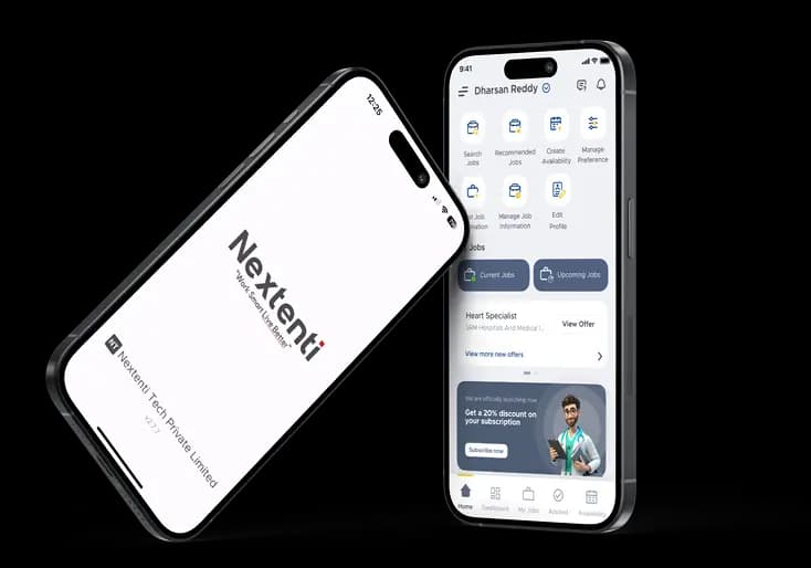 iPhone with Nextenti app